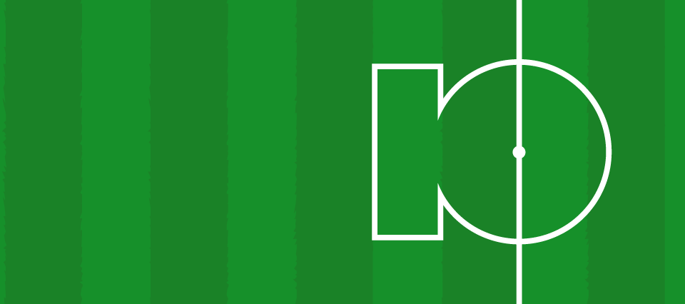 Online football betting with 10bet. Football court with a stylized 10bet logo at the center of the field.