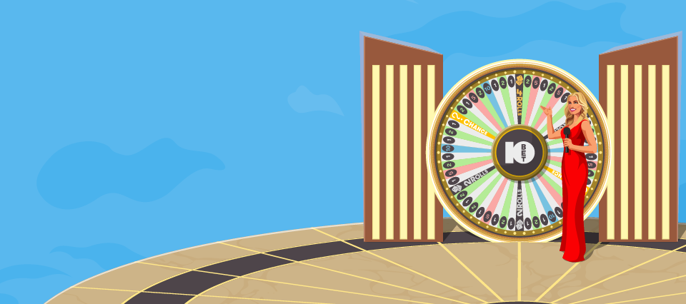 Game Shows with 10bet. A casino illustration with a stylized a 10bet logo.
